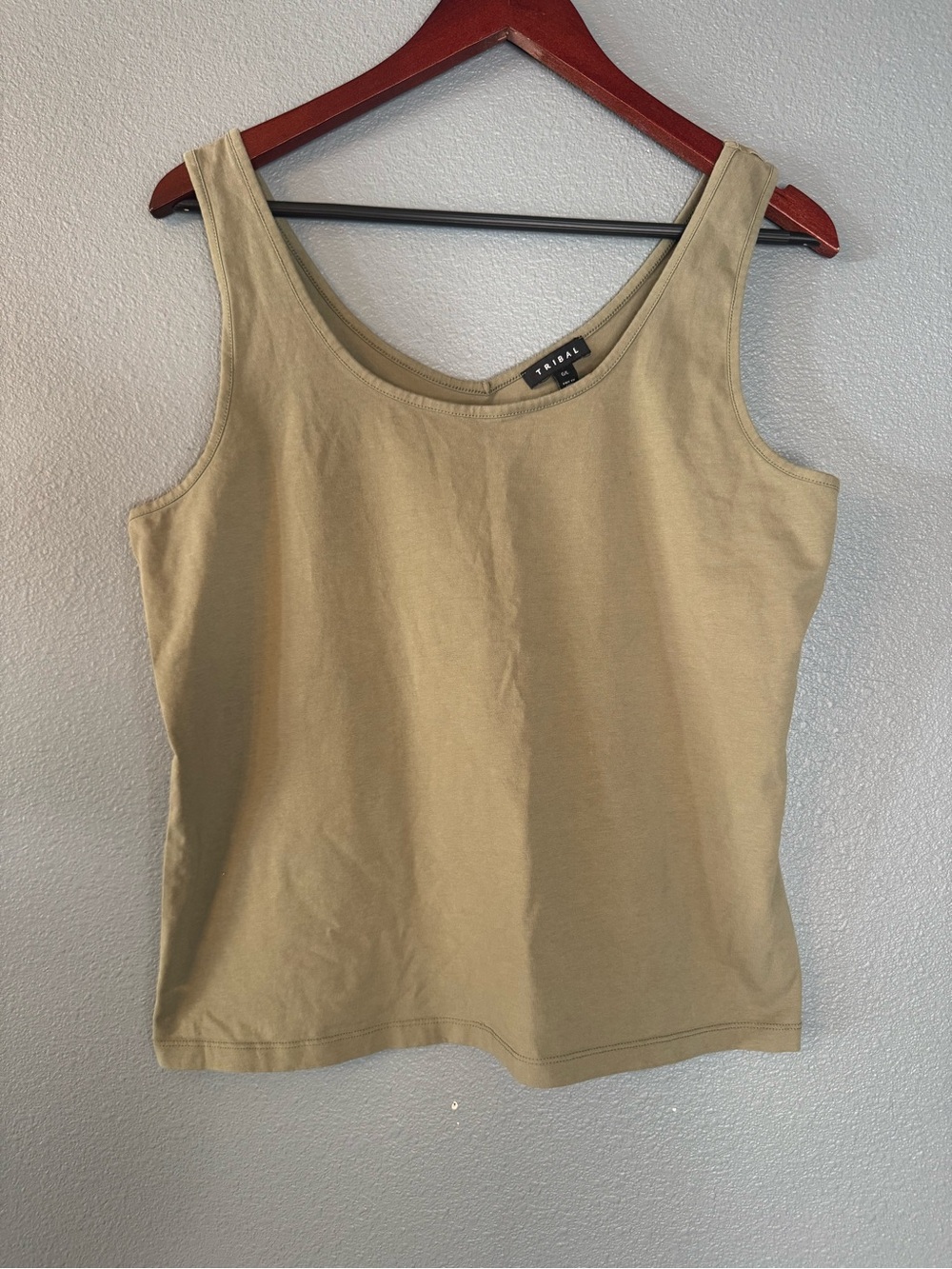 Tribal Olive Scoop Neck Tank Top